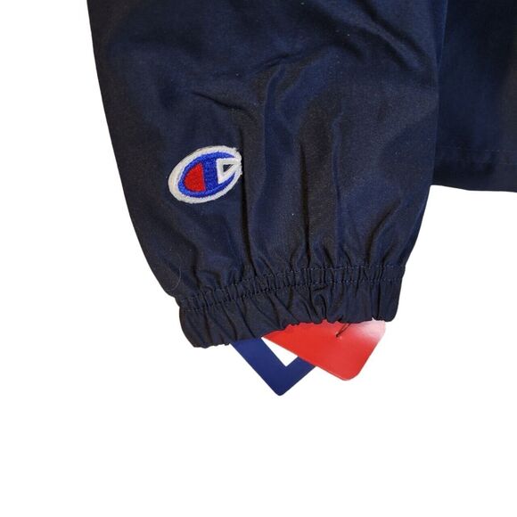 New Champion Stadium Navy Packable Lightweight Jacket Retro Block C Logo Hooded - Picture 5 of 7